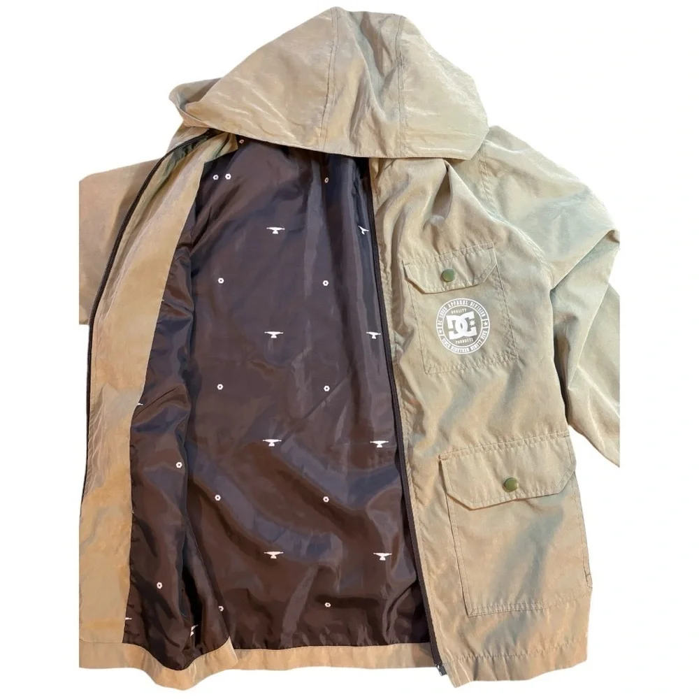 DC Clothing Men's Soft Shell Full Zip Hooded Jacket Size Small Olive Green